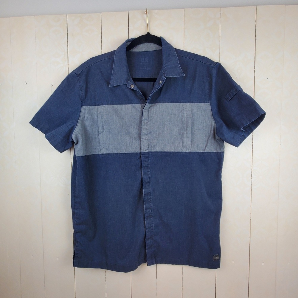 UA Uniform Advantage Scrub Top Mens Medium Blue Grey Exc Zip Pockets BSS704